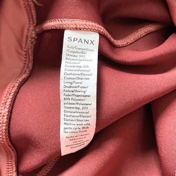SPANX RICH ROSE PINK FAUX SUEDE HIGH WAIST SKINNY LEGGINGS - M - Picture 9 of 9